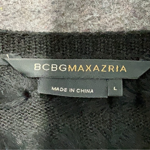 BCBGMaxAzria Black Textured Rabbit Fur Shrug Size Large - Picture 5 of 6